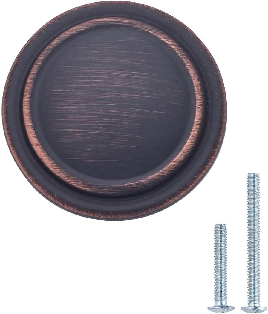 Straight Top Ring Cabinet Knob, 1.25-Inch Diameter, Oil Rubbed Bronze, 25-Pack