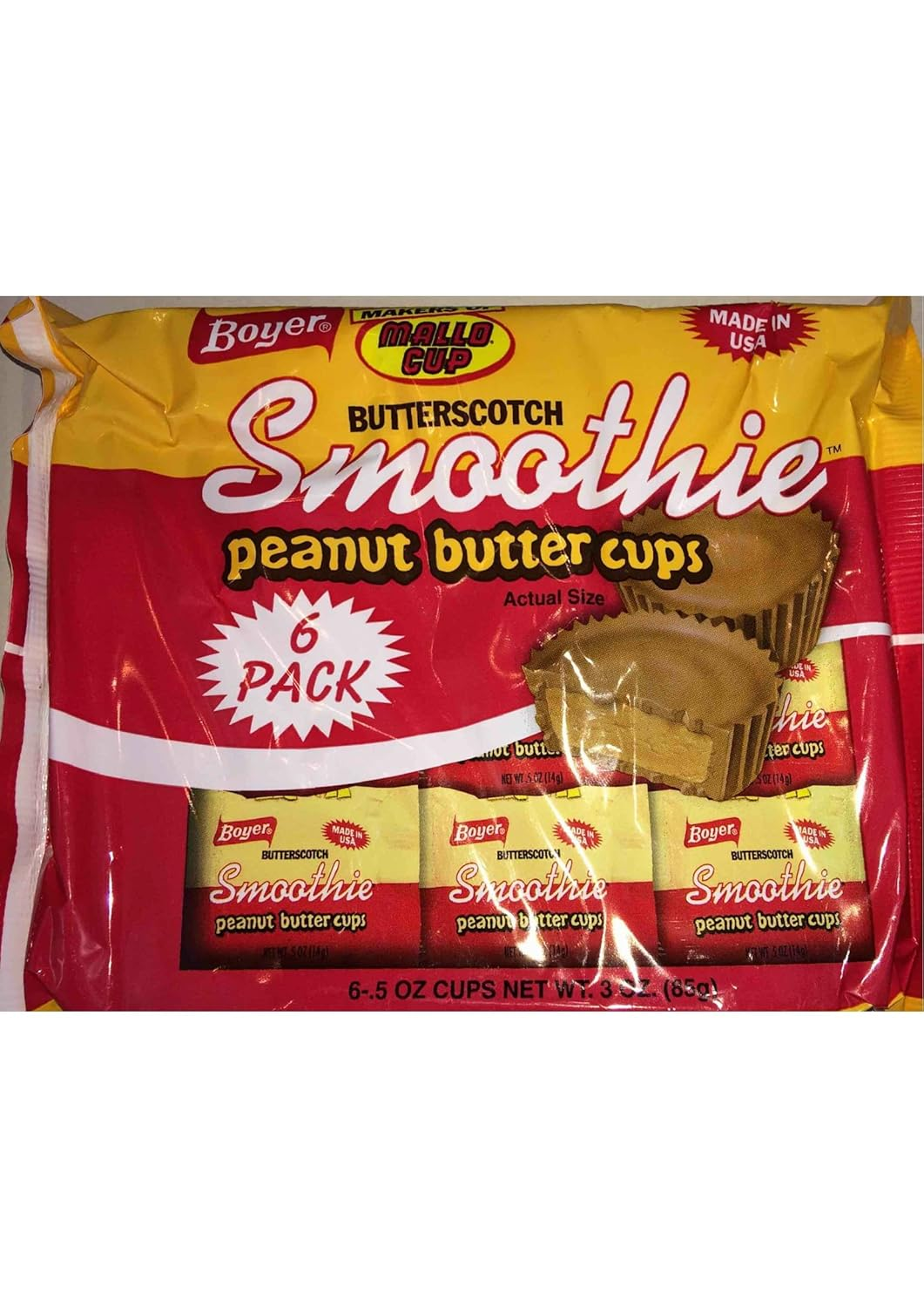Boyer Candy Co. Butterscotch Smoothie Peanut Butter Cups (6 Ct 0.5 Oz Cups)