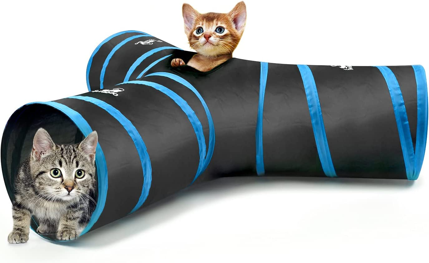 Cat Toys Cat Tunnel Tube 4 Way Tunnels 25X53Cm Extensible Collapsible Cat Pla...