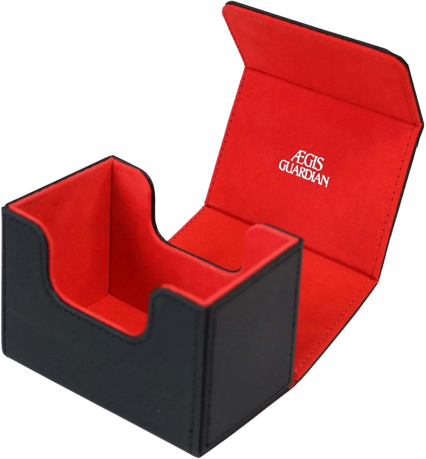 AEGIS GUARDIAN Card Deck Box for MTG, Commander Deck Box Hold 120+ Sleeved Cards, Leather Strong Magnet Card Deck Case Holder for Magic Cards TCG CCG, Red Inner