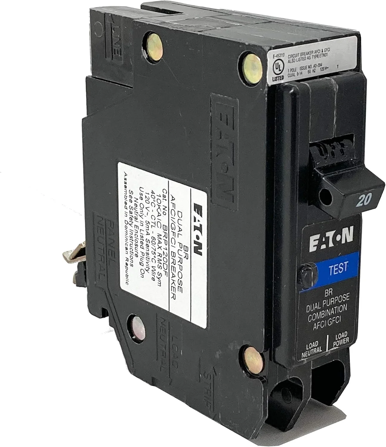 Lot of 20 Eaton Br Dual Function Af/Gf 1P 20A Circuit Breakers BRP120DF