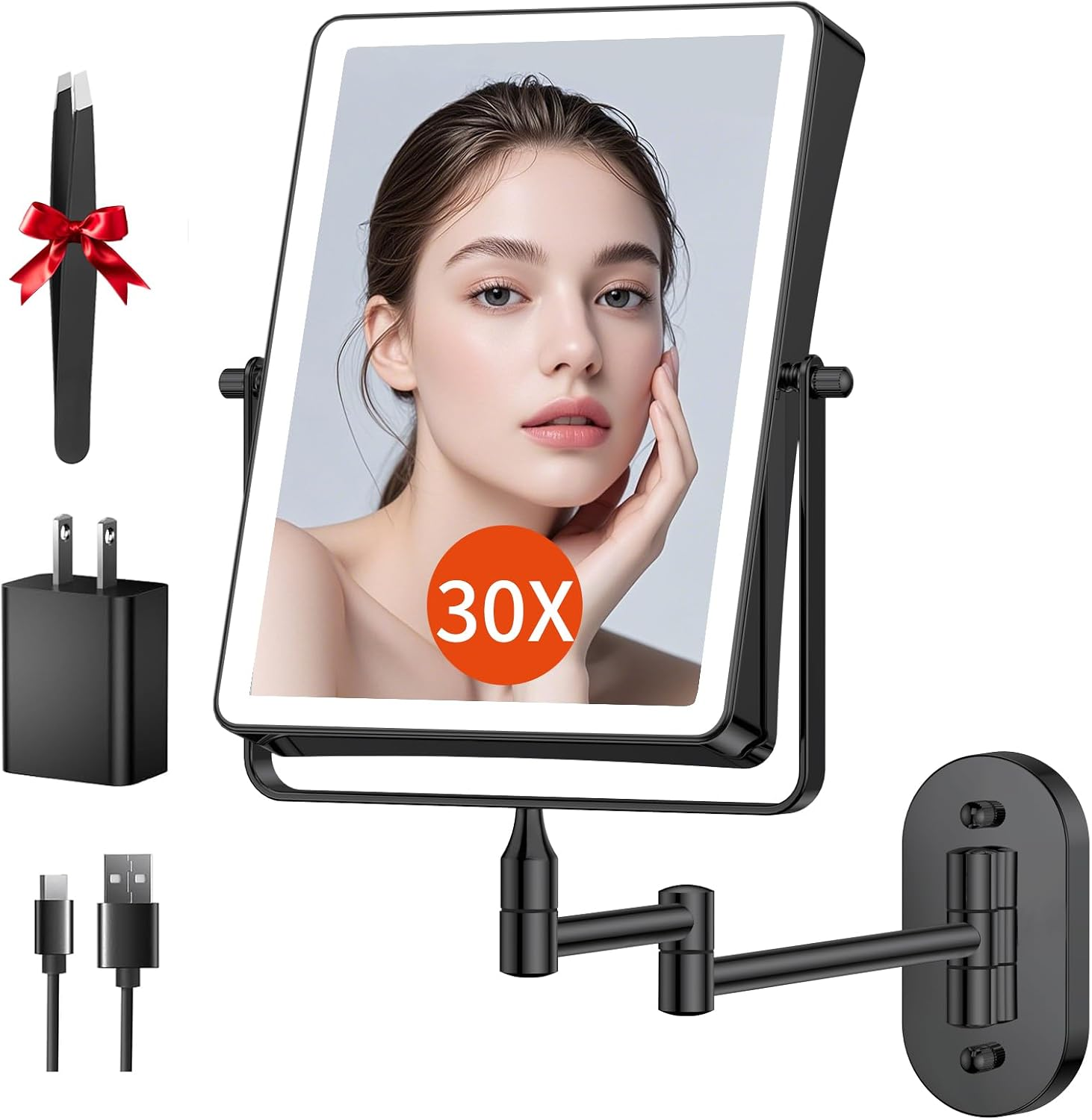 5000Mah Rechargeable Wall Mounted Makeup Mirror with Lights