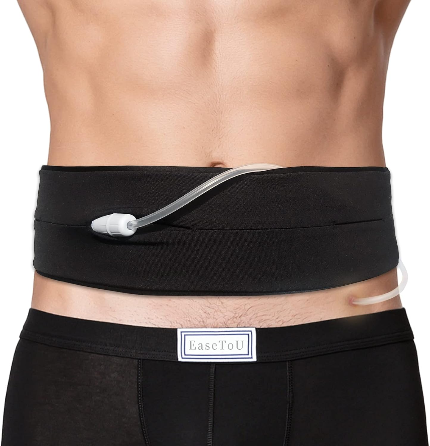 Belt Peritoneal Dialysis Catheter Holder Comfortable Protector with Slits Pouch for Secure G J Feeding Tube Accessories Men Women Black