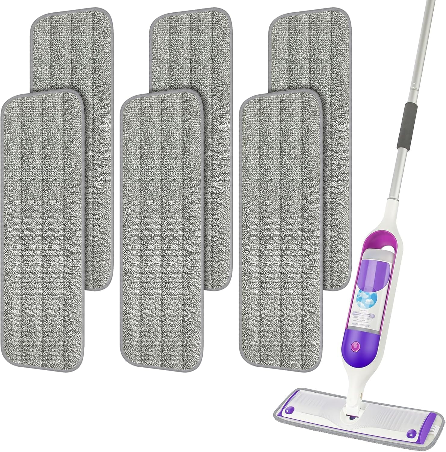 6 Pack Reusable Mop Pads Compatible with Swiffer Powermop, Wood Floor Pads Microfiber Mop Replacement Refills Machine Washable for All Floor Surfaces