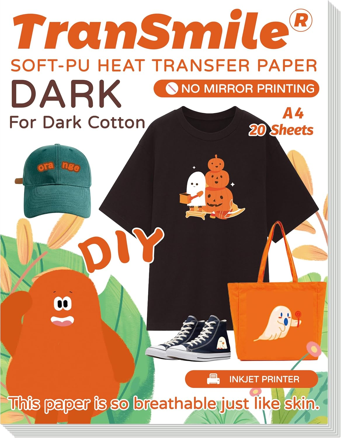 TranSmile PU-Heat Transfer Paper for T Shirts (20 Sheets,A4) Printable Heat T... - Picture 10 of 13