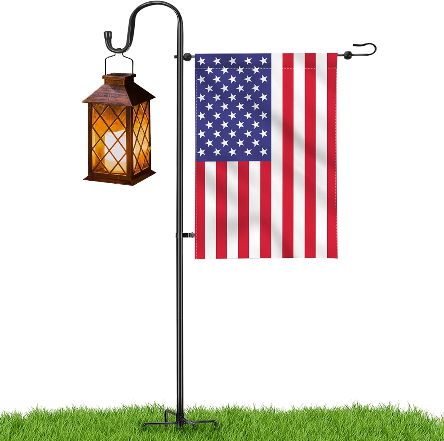 Garden Flag Stand - Upgraded Garden Flag Pole with Shepherd Hooks for 12 X 18