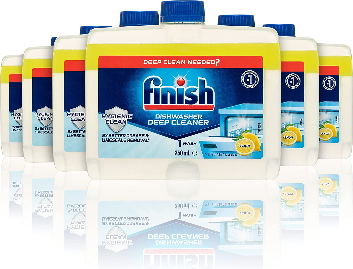 Finish Dishwasher Cleaner Liquid, Lemon Sparkle, 250mL (Pack of 6) - Picture 2 of 14