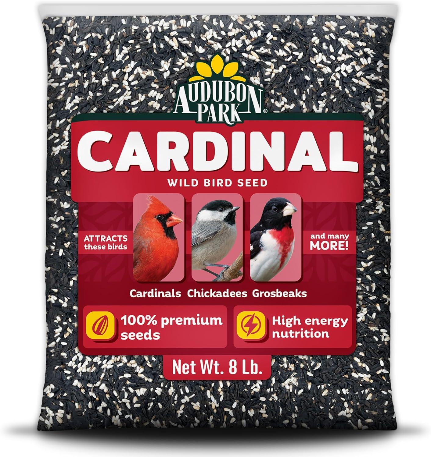 Cardinal Wild Bird Seed - 8 lb. No Corn, Milo, or Millet – Sunflower & Safflower Mix – Bird Food for Outside Feeders