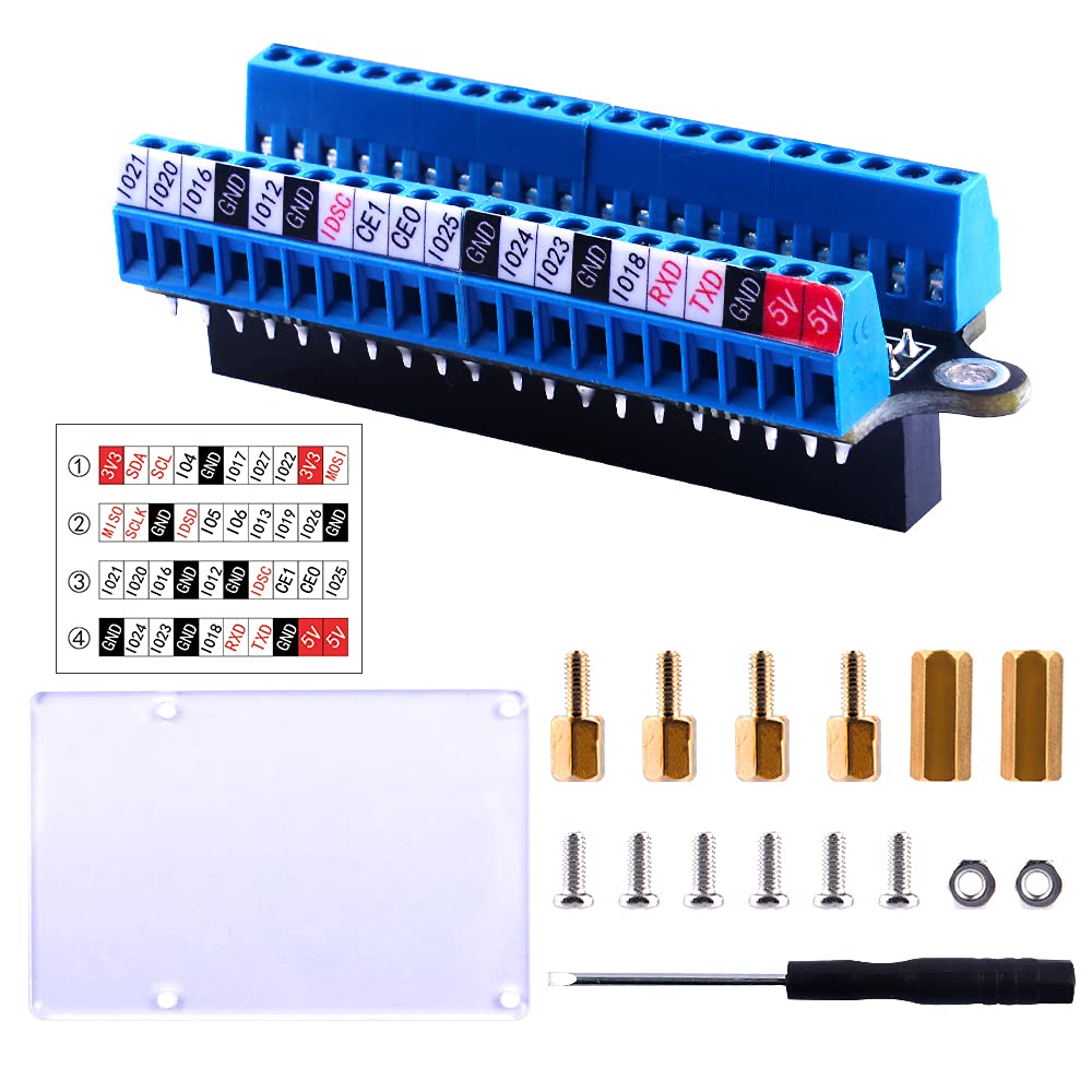 Geeekpi Micro GPIO Terminal Block Breakout Board Module for Raspberry Pi, GPIO Expansion Board Micro Connector for Raspberry Pi 4B/3B+/3B/2B/Pi Zero/Pi Zero W/Pi Zero 2 W