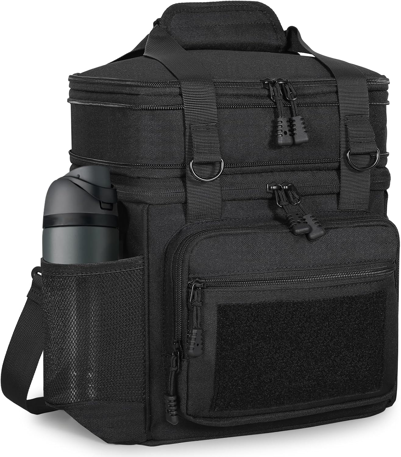Double Deck Insulated Lunch Box, Expandable Large Lunch Bag Leakproof Cooler Bag Lunch Pail for Men Women Adults Work Shifts Travel Daytrip, Black