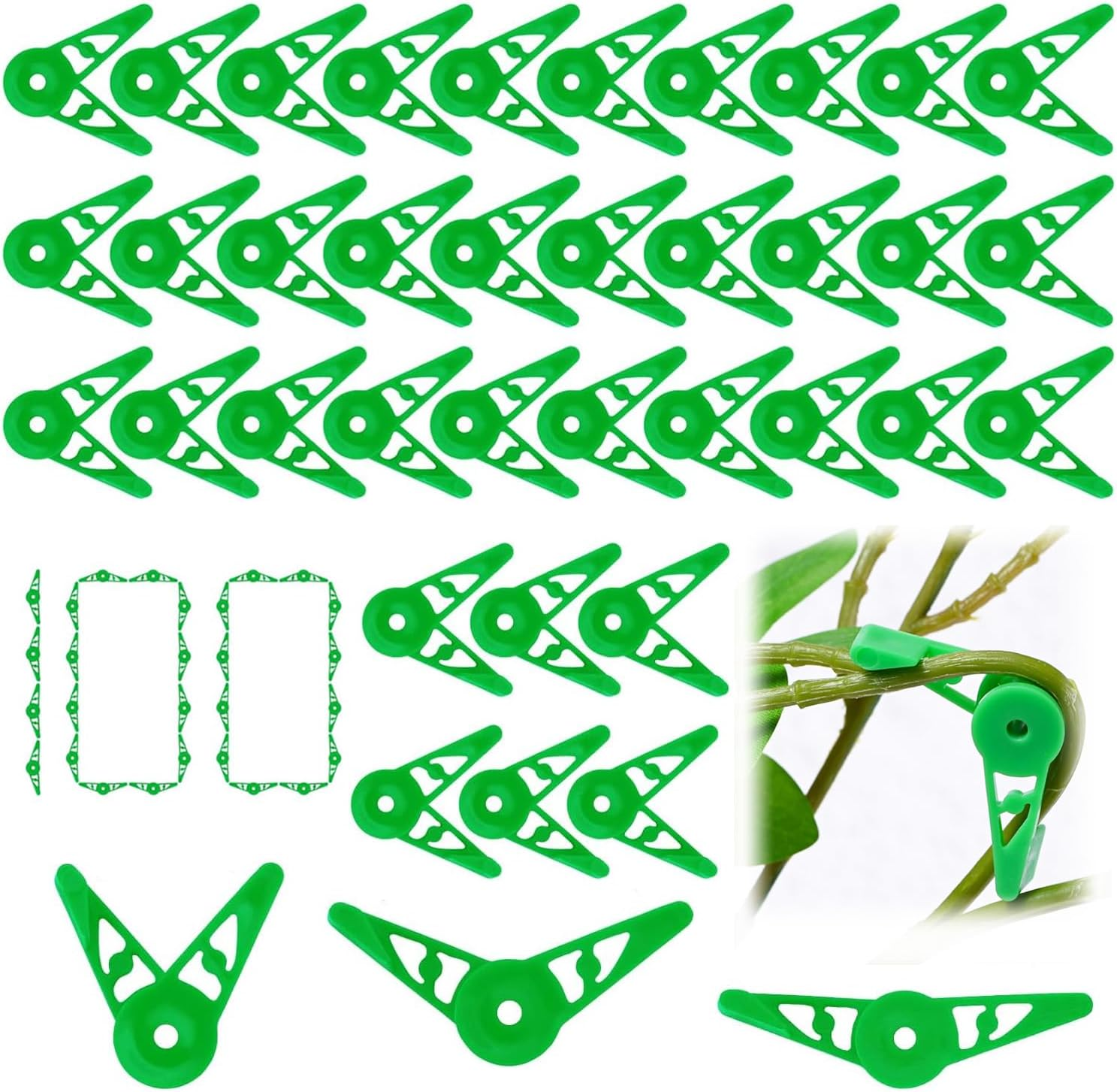 100 Pcs 360 Degree Adjustable Plant Clips, Plant Branches Bender Stem Trainer Clips, Plant Low Stress Training Clips for Branches and Vines, Garden Plants Support Tools