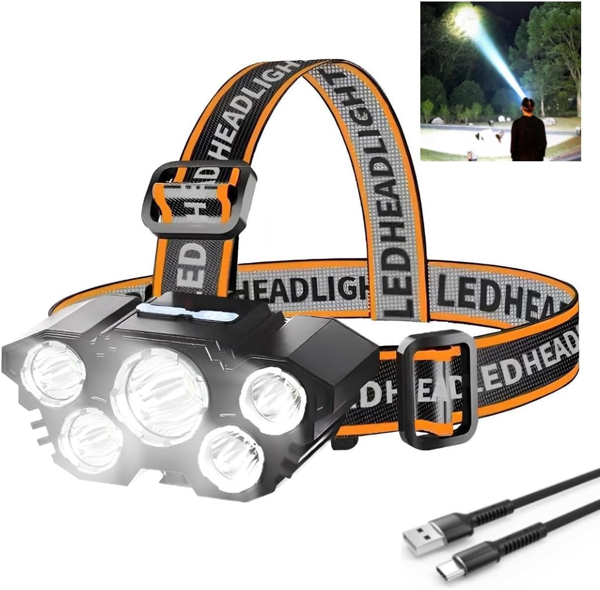 25000LM LED HEADLAMP Rechargeable Headlight Zoomable Head Torch Lamp Flashlight 