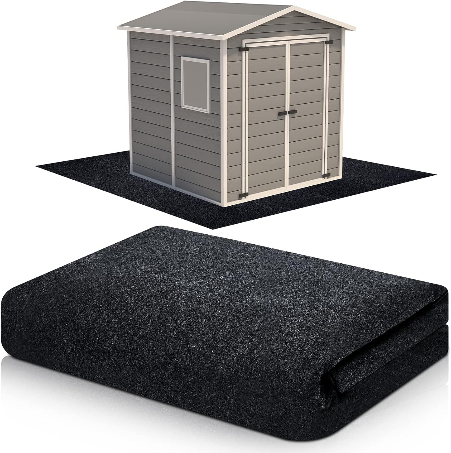 Haull Outdoor Storage Shed Floor Moat Waterproof Outdoor Carport Mat Thickened Soft Patio Furniture Pad Washable with Non Slip Backing, Storage Shed Not Included(6 X 8.2 Ft)
