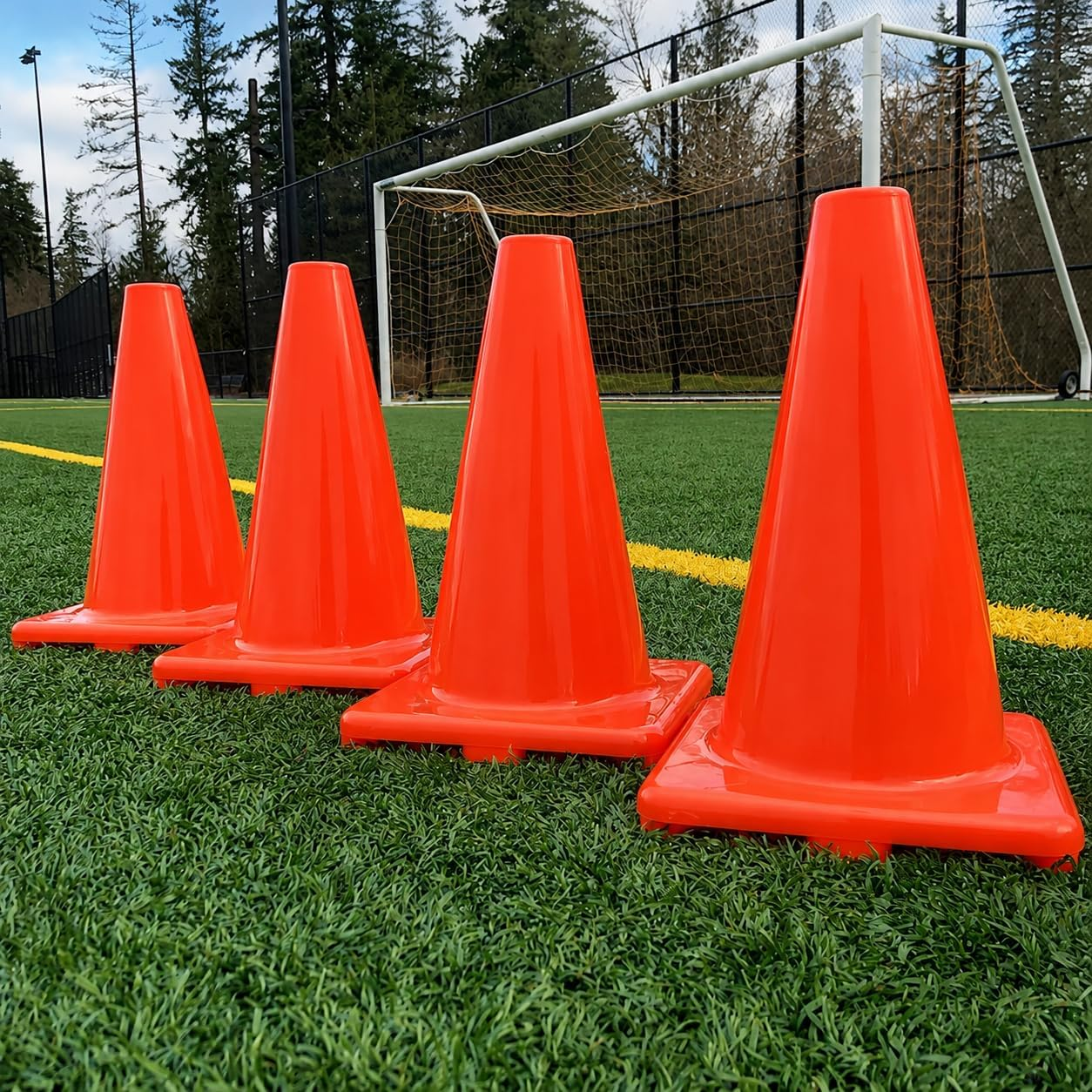 LVL10 Pro Training Cones - 12" Large Soccer Cones for Sports Training - for Basketball, Football, Basketball and Agility Drills - Soccer Field Markers That Won'T Crack, Slide or Fly