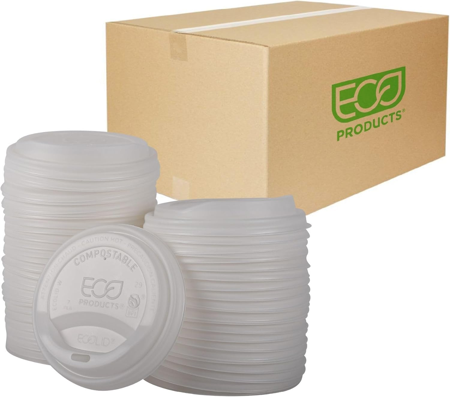 Compostable Coffee Cup Lids, Case of 800, White Ecolid, Fits 10-20Oz Hot Cups, Made from PLA, a Renewable Material Made from Plants, ASTM, Bpi-Certified