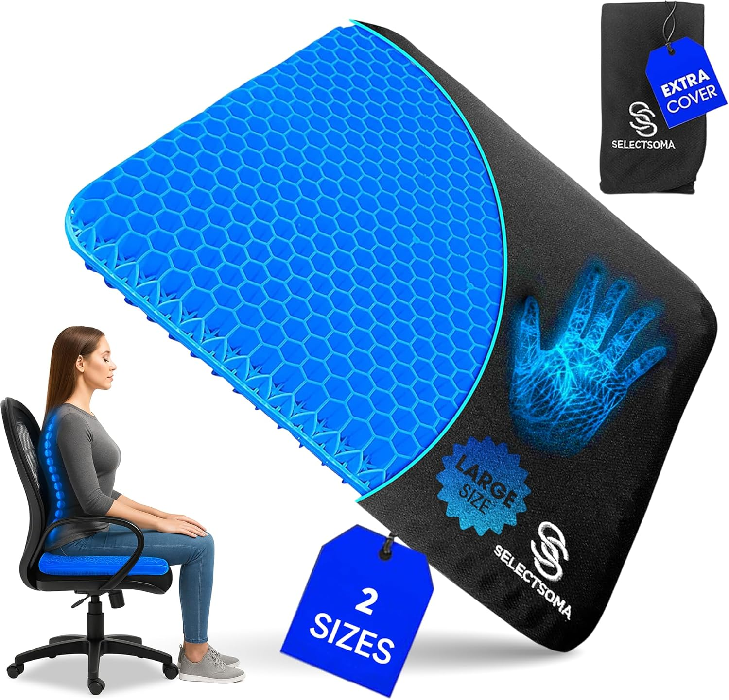 Selectsoma Super Large Gel Seat Cushion for Long Sitting - 18.5