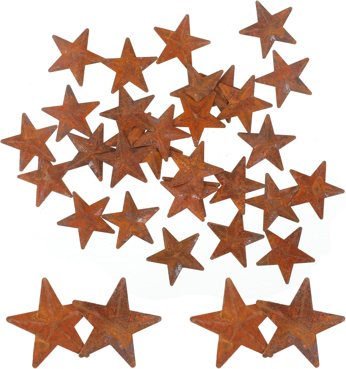 Molain 30 PCS 1 Inch Metal Star, Metal Rusty Barn Star for Crafts, Mini Metal Barn Star Crafts Ornaments Decor 3D Metal Star for Vintage Farmhouse Christmas Day Wall Home Decor