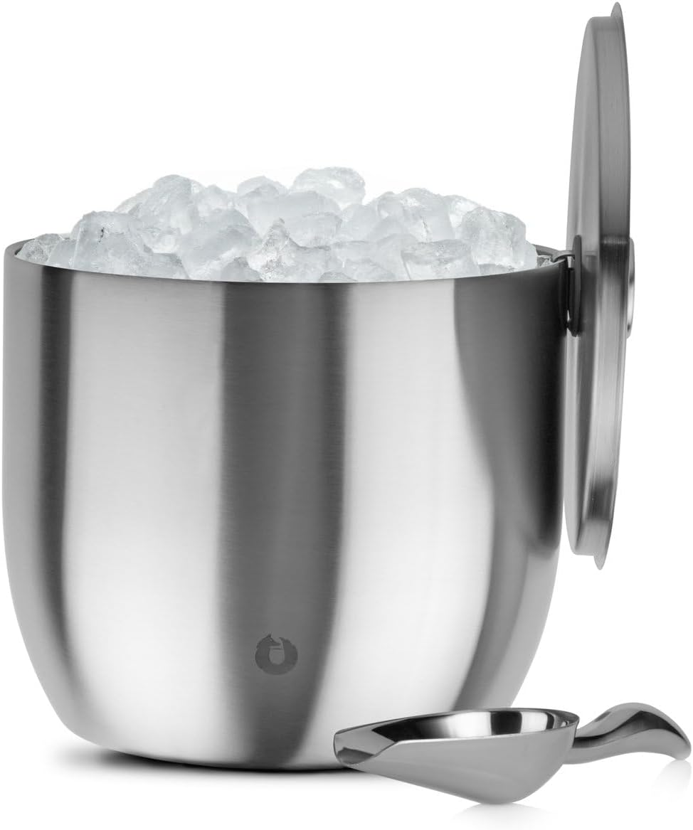 XL - Insulated Ice Bucket with Lid/Scoops, Premium Vacuum Insulated Stainless Steel Ice Buckets for Parties, Ice Box, Home Bar Accessories, Parties Supplies, Bar Decor, 7L