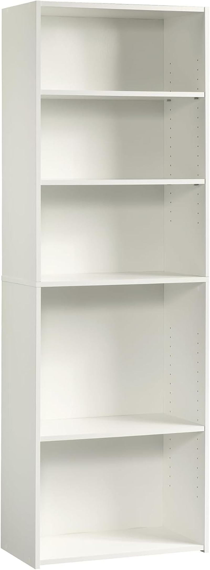 Beginnings 5-Shelf Bookcase, Bookshelf with Adjustable Storage Shelves, in Soft White