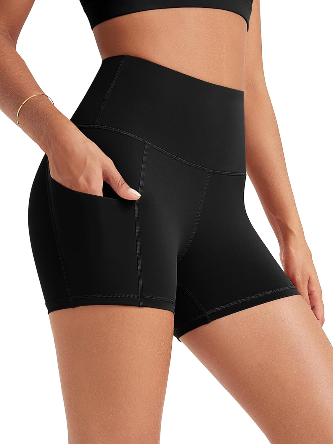 Women'S Tummy Control Biker Shorts 2.0 with Pockets High Waist Athletic Workout Yoga Shorts-3.5''/ 5