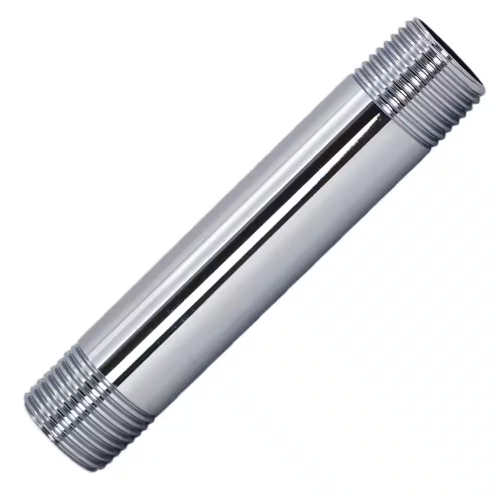 1/2 In. X 4In. IPS Brass Pipe Nipple, Polished Chrome