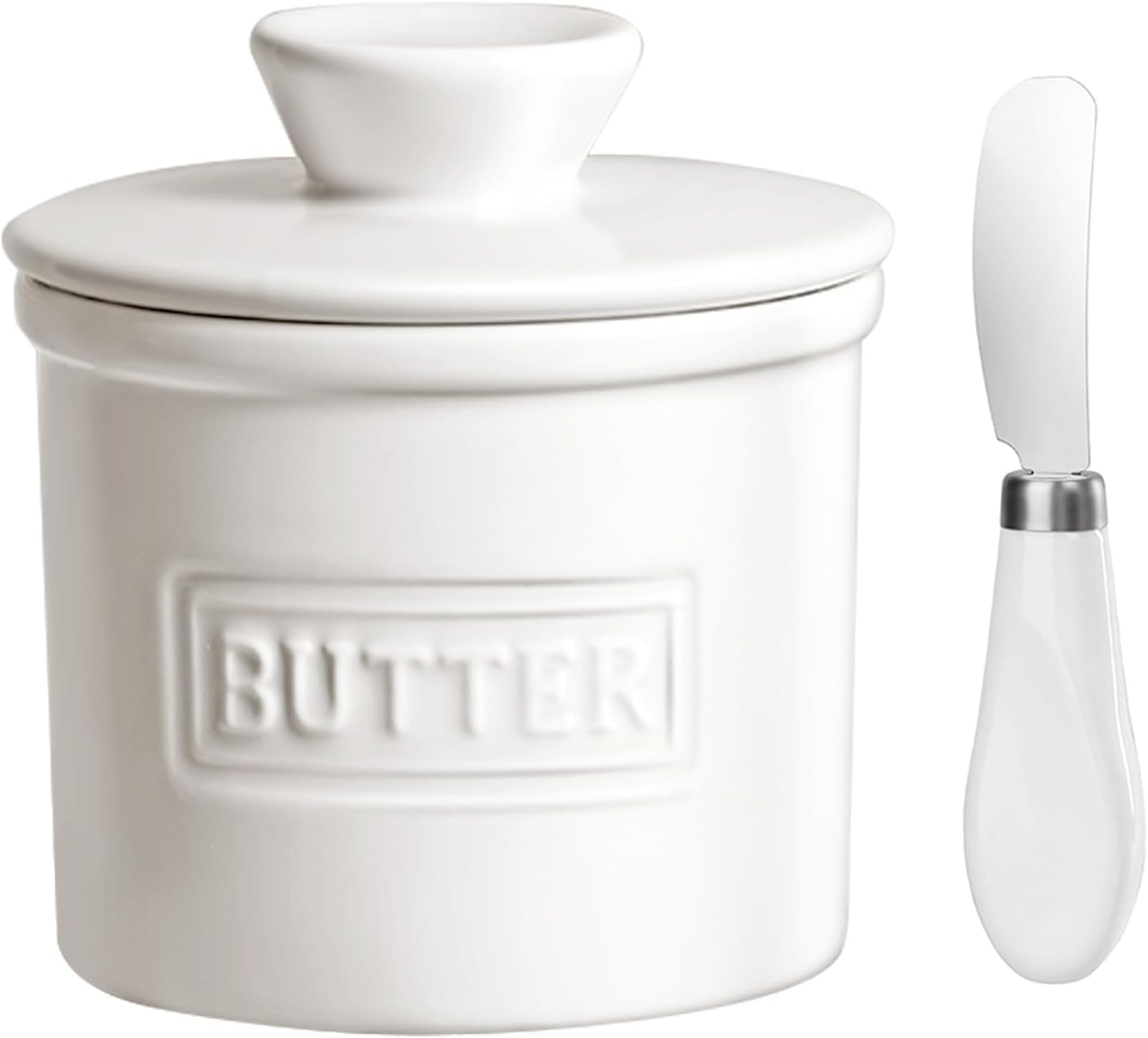 ADIVEE Butter Crock with Spreader, Porcelain French Butter Keeper with Water ... - Picture 3 of 13
