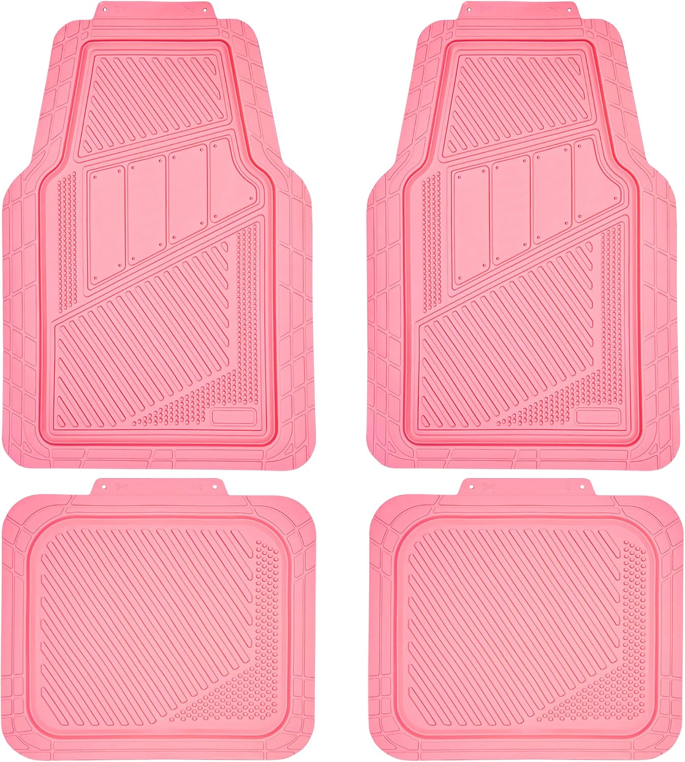 Heavy Duty Rubber Floor Mats 4-Piece Pink Car Mats Full Set - Universal Waterproof Floor Mats for Car SUV Truck, Durable All Weather Floor Mats Automotive，Car Mats for Women,Girly(All Pink)