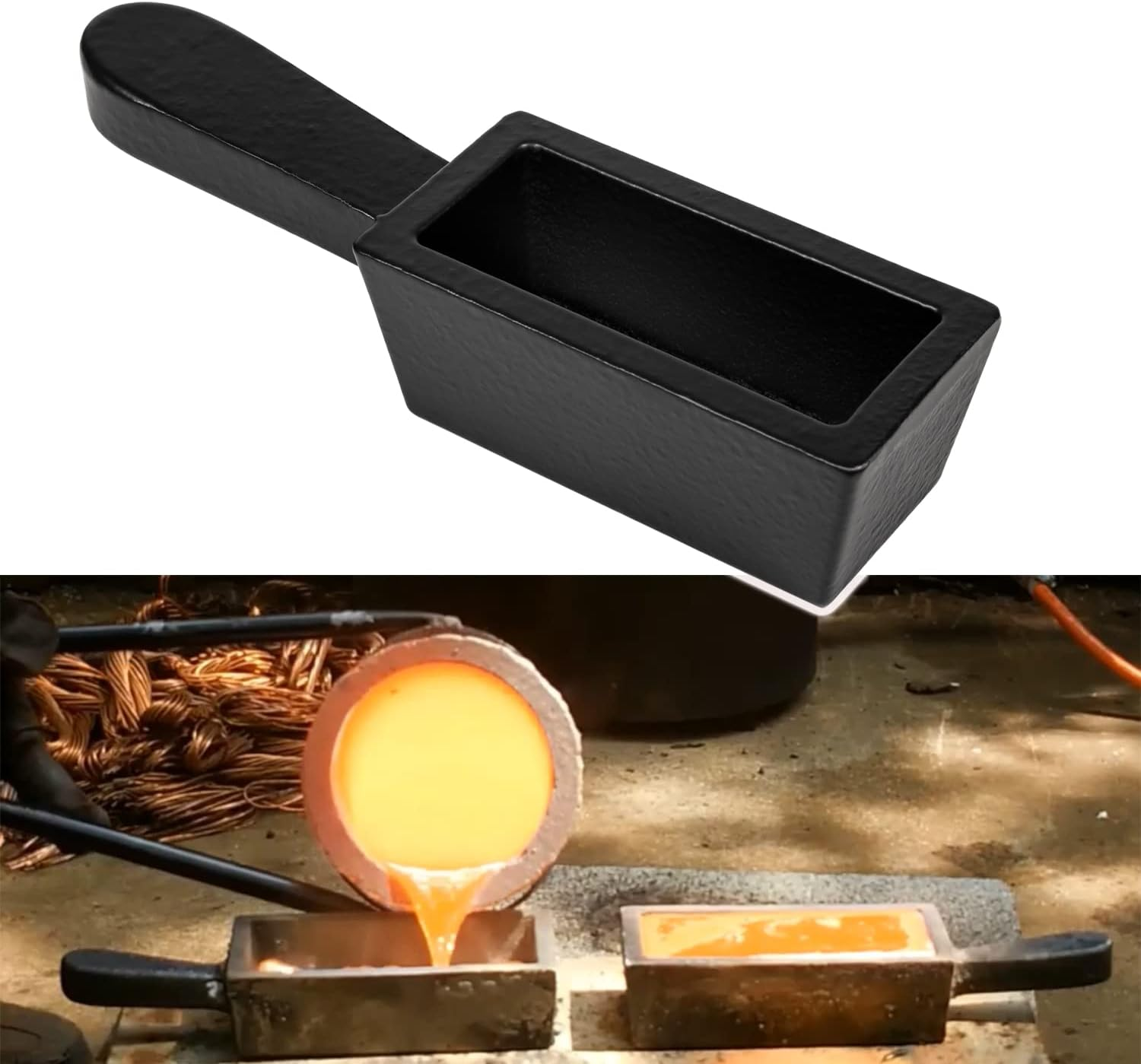 25 Oz Loaf Ingot Cast Iron Ingot Mold for Melting Casting Refining Gold Silver Aluminum Copper Brass