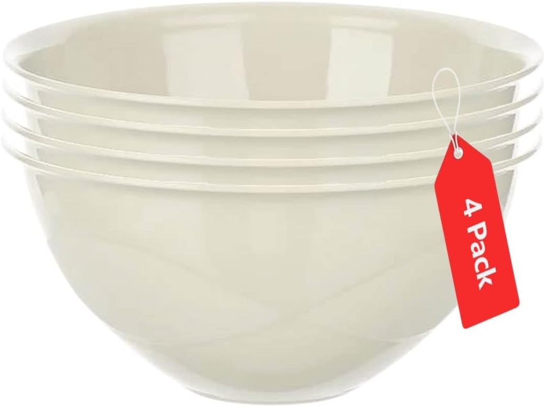 Large Mixing Bowls 5-Quart 169Oz - Plastic Salad/Mixing/Serving Bowl - 4 Pack (Colors May Very)