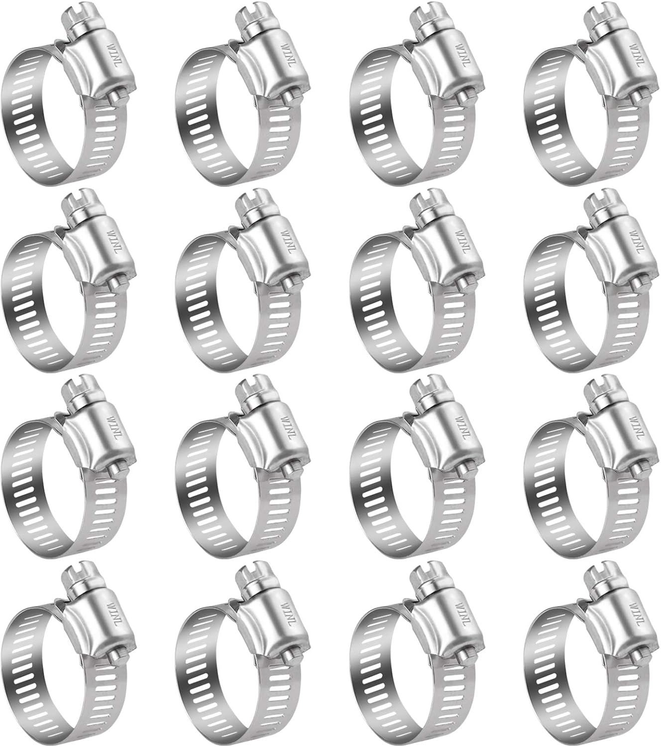 Stainless Steel Hose Clamps - 16 Pack Worm Gear Drive Hose Clamps SAE 16 Clamping Range 3/4 Inch to 1-1/2 Inch (19Mm-38Mm) for Automotive Plumbing, 3/4'', 1'', 1 1/4'' Clamps