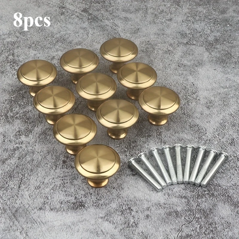8Pcs Golden Single Hole Cabinet Drawer Pull Handle round Small Furniture Handle for Wardrobe Cabinet Simple Design