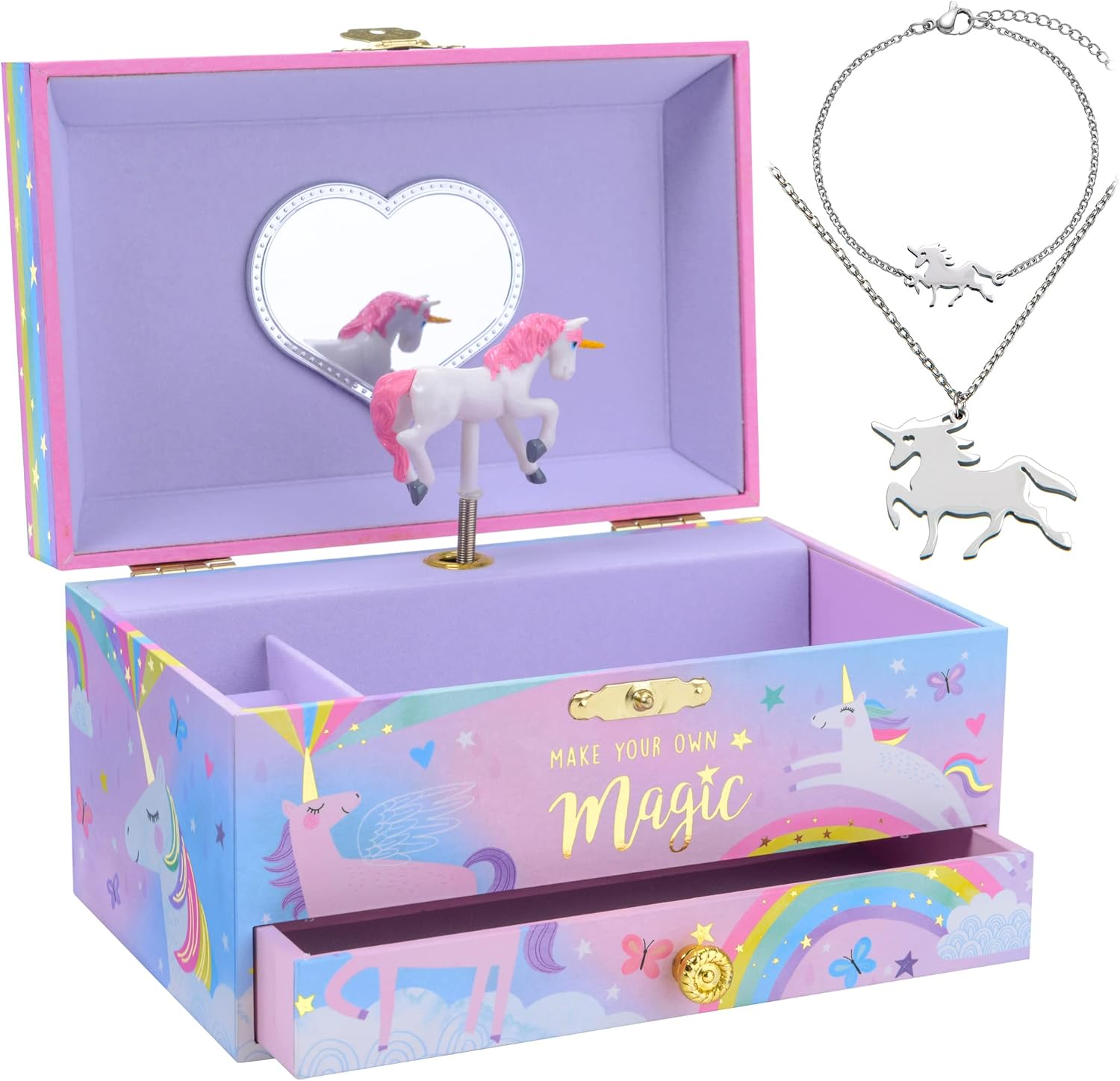 Unicorn Musical Jewelry Box for Little Girls - Kids Jewelry Box with Pullout ...