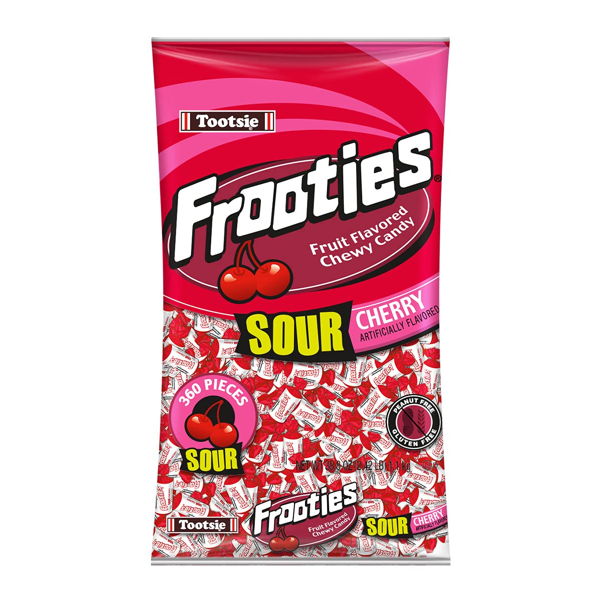 Sour Cherry Frooties -  Chewy Candy - 360 Piece Count, 38.8 oz Bag