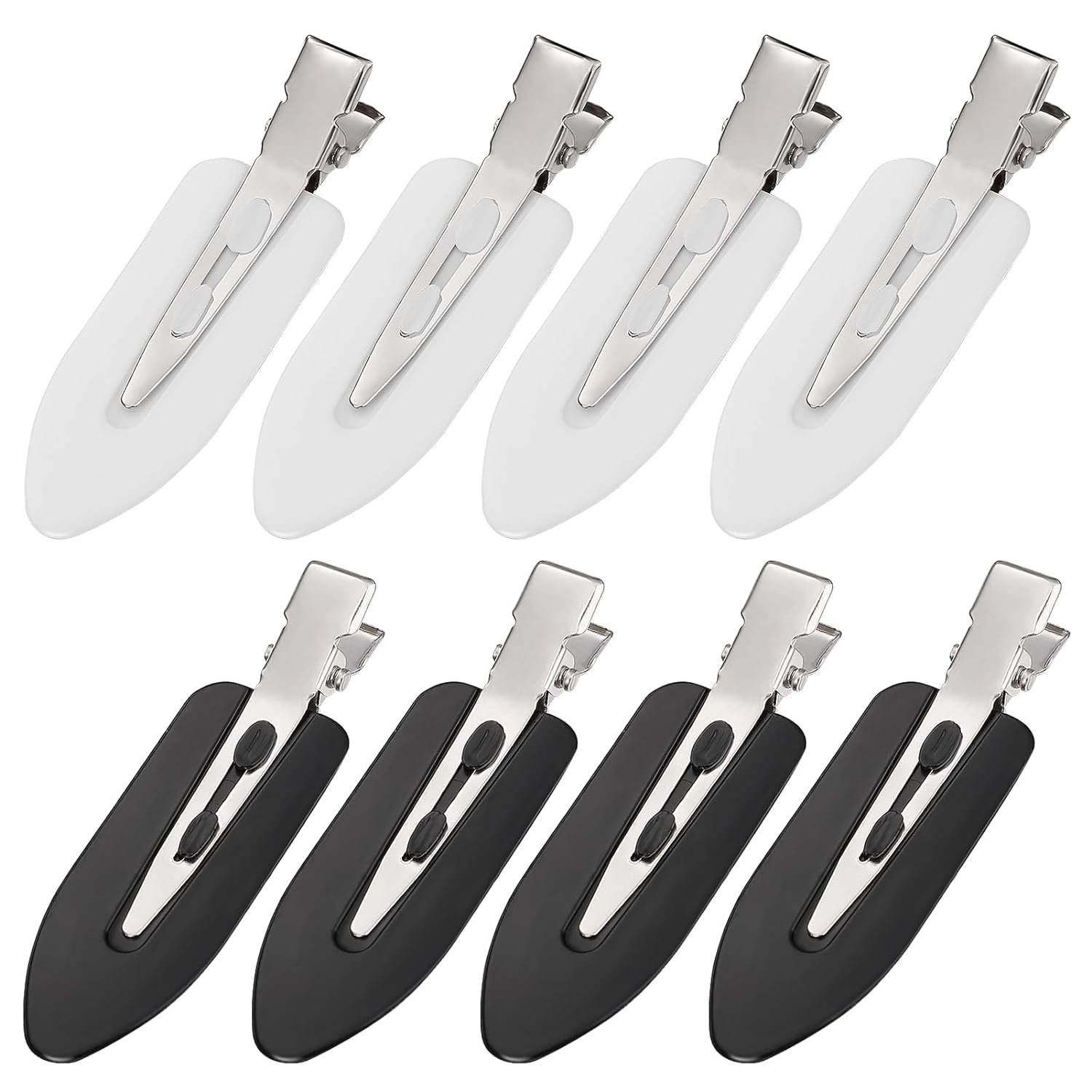 8Pcs No Bend No Crease Hair Clips - Styling Duck Bill Clips Alligator Hair Barrettes for Styling Sectioning Small Gifts for Women Girl Salon Hairstyle Hairdressing Bangs Waves, Black & White