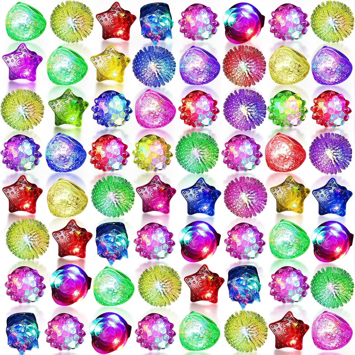 Vinsot Light up Rings Party Favors LED Flashing Jelly Rings Bumpy Glow in the Dark Rubber Light Blinking Neon Rave Gift for Birthday, Goodie Bags Stuffers, Prizes