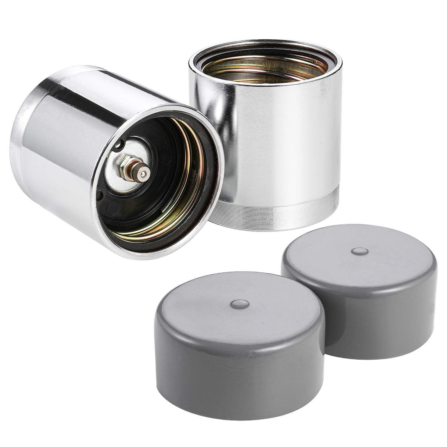 1.98 Inch Bearing Protectors with Protective Bras for Trailer Boat, Chromed, Pair