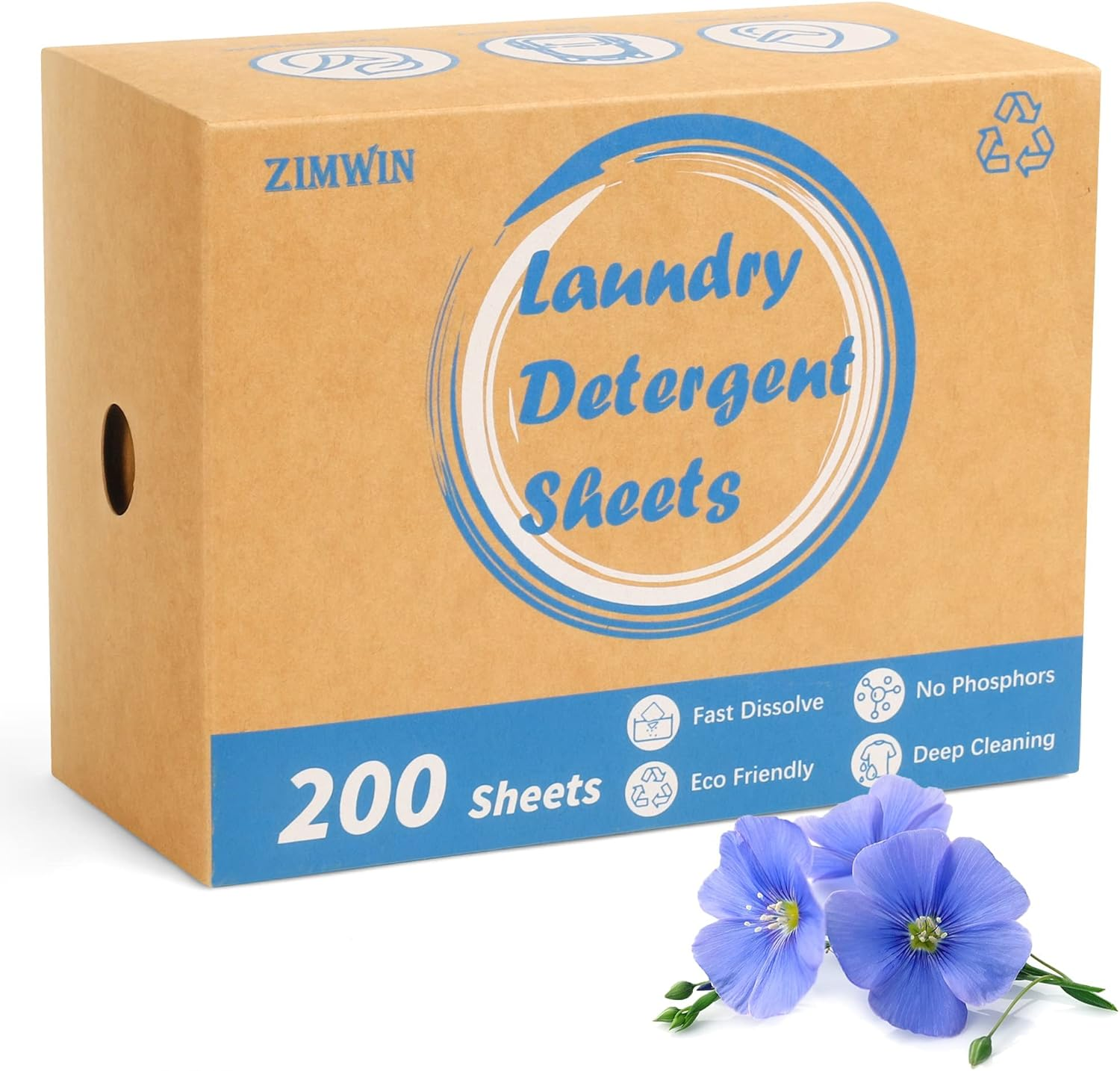 Laundry Detergent Sheets 200 Sheets, Fragrance-Free, Eco-Friendly, Plastic-Free, Hypoallergenic, Liquidless Washing Supplies for Dorm  Camping, 200 Loads