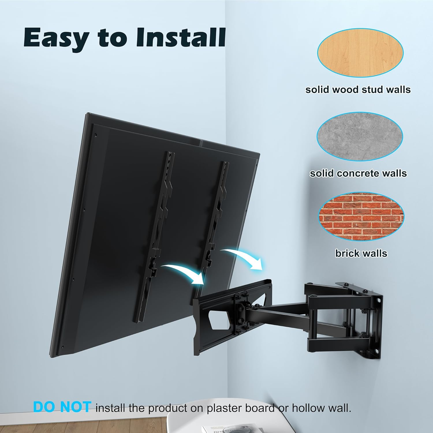 FORGING MOUNT TV Wall Mount Bracket for 26-65" Flat & Curved TVs, Swivels Til... - Picture 8 of 12