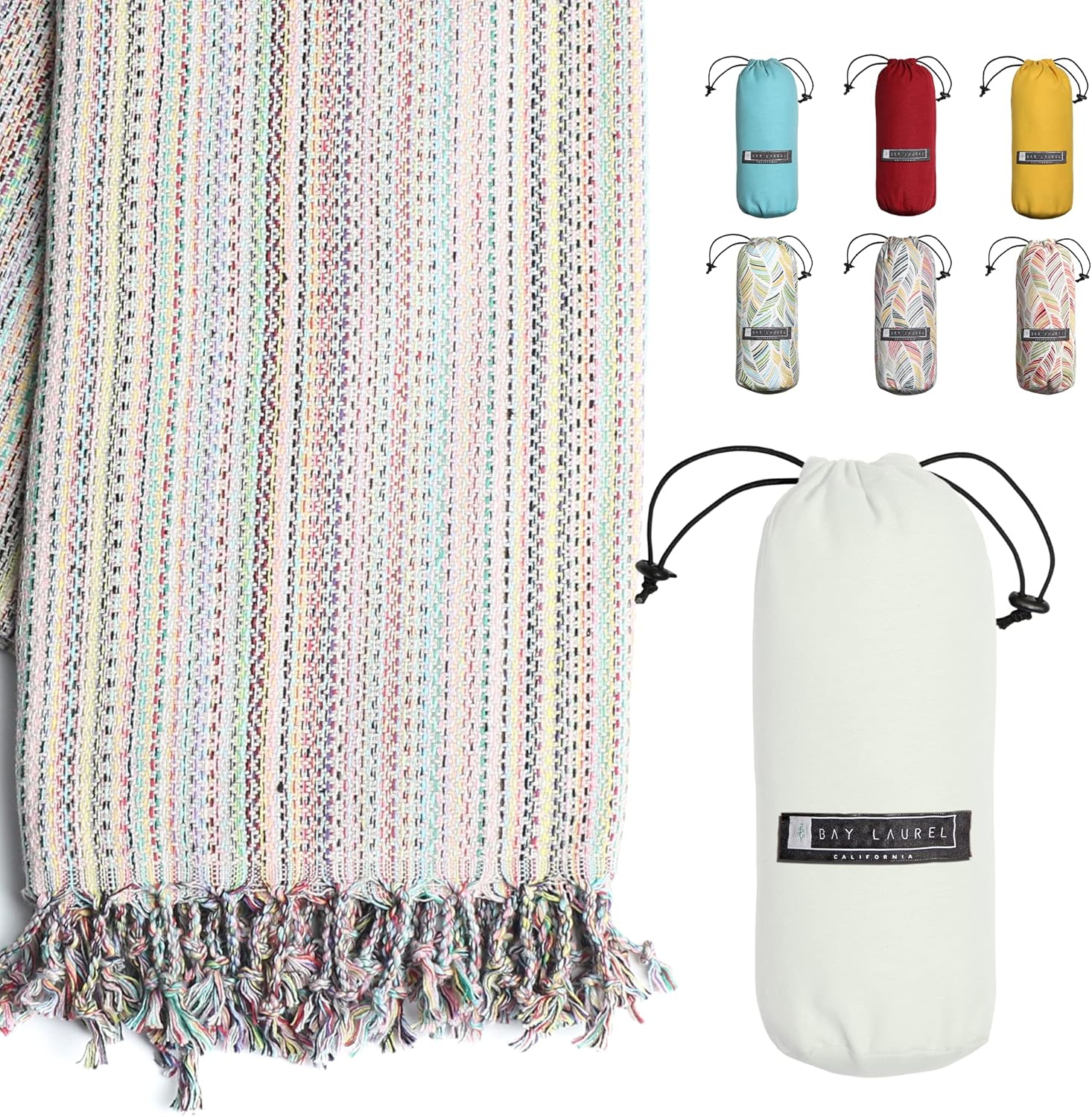 Turkish Beach Towel with Travel Bag 39 X 71 Quick Dry Sand Free Lightweight Large Oversized Towels Light