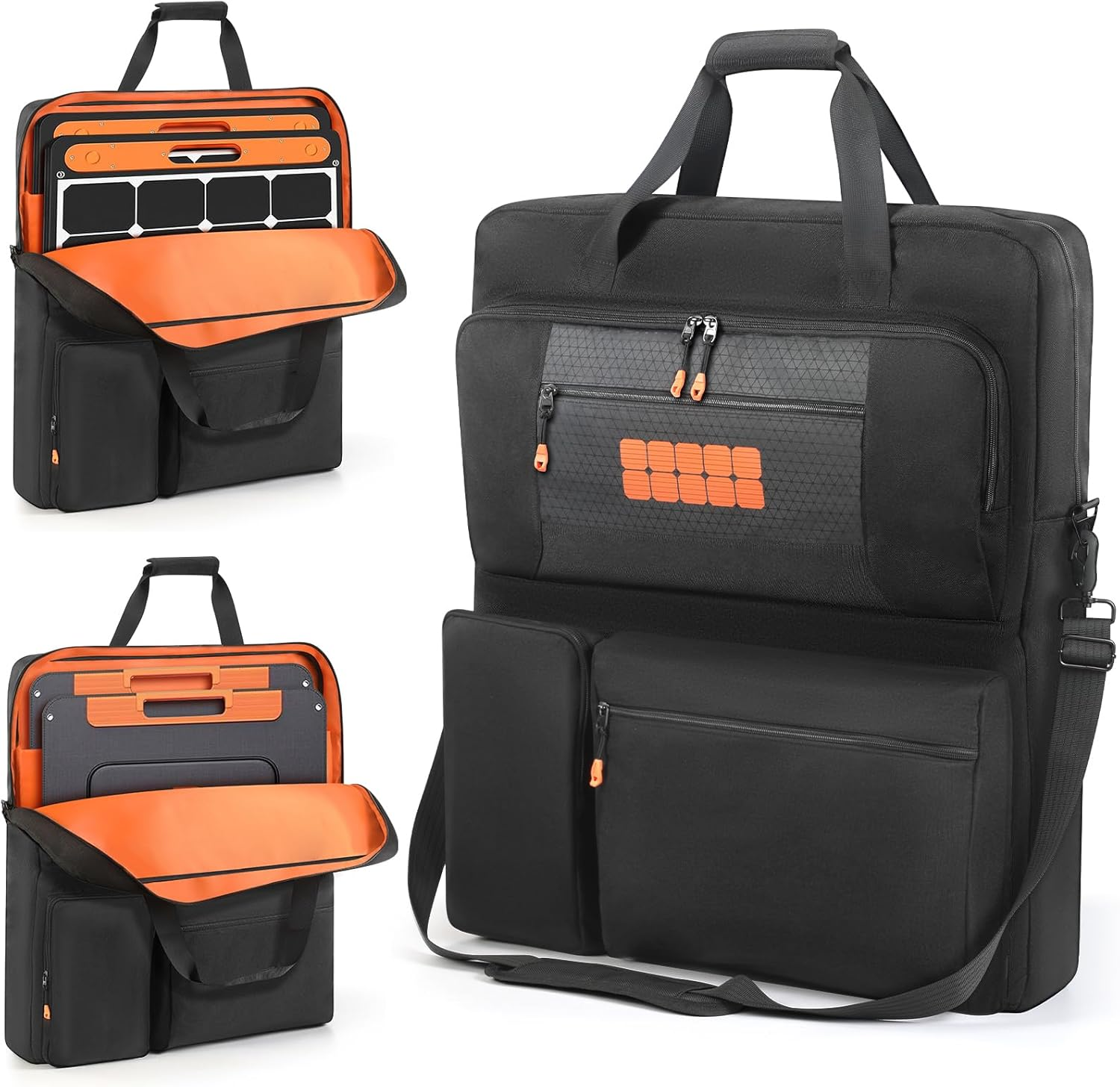 Padded Solar Panel Carrying Case Compatible with Jackery Solarsaga 100W 100X 200W,Travel Solar Panel Storage Bag Fits for ZOUPW 100W 110W 200W with Multi-Pockets & Shoulder Strap