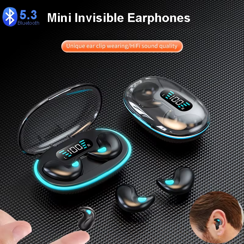 Mini Invisible Sleep Earphones TWS Wireless Bluetooth 5.3 Headphones Hidden Noise Reduction Headsets Sports Stereo Earbuds