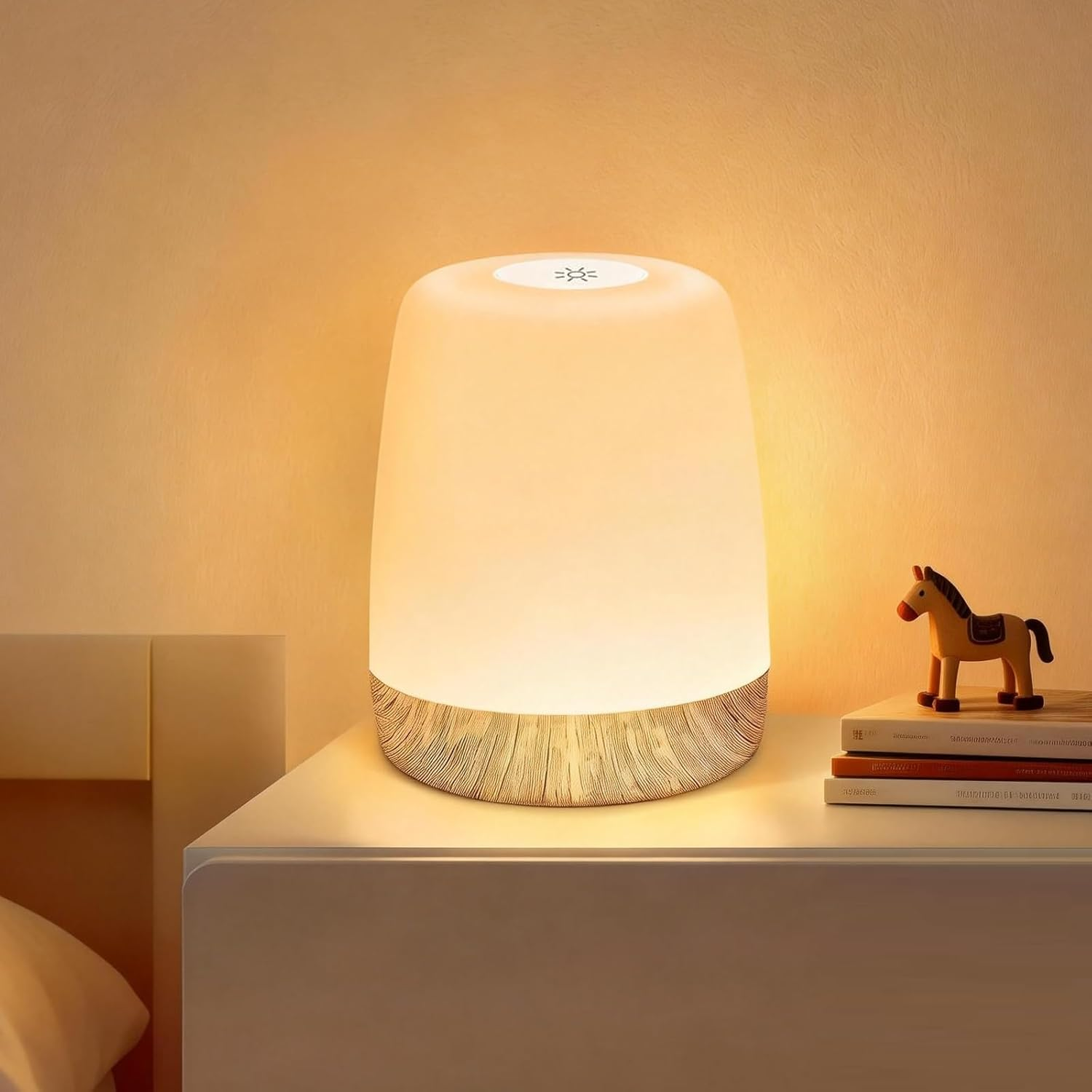 Bedside Baby Night Light, Changing 256 RGB Colors Rechargeable Night Light for Kids, Small Wireless Table&Bedside Lamp, Eye Caring Dimmable LED Touch Lamp for Toddler, Kids, Nursing