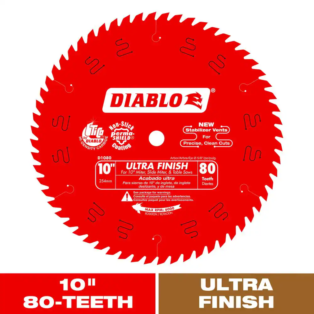 10In. X 80-Tooth Ultra Finish Saw Blade for Wood