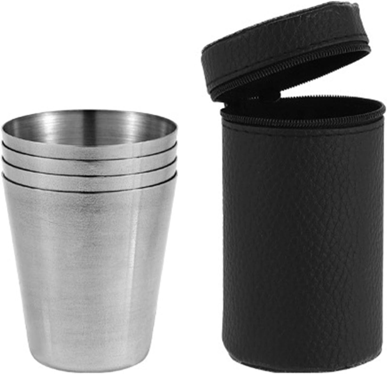 Stainless Steel Drinking Cup, 4PCS Outdoor Metal Cup Stackable Portable Drinkin