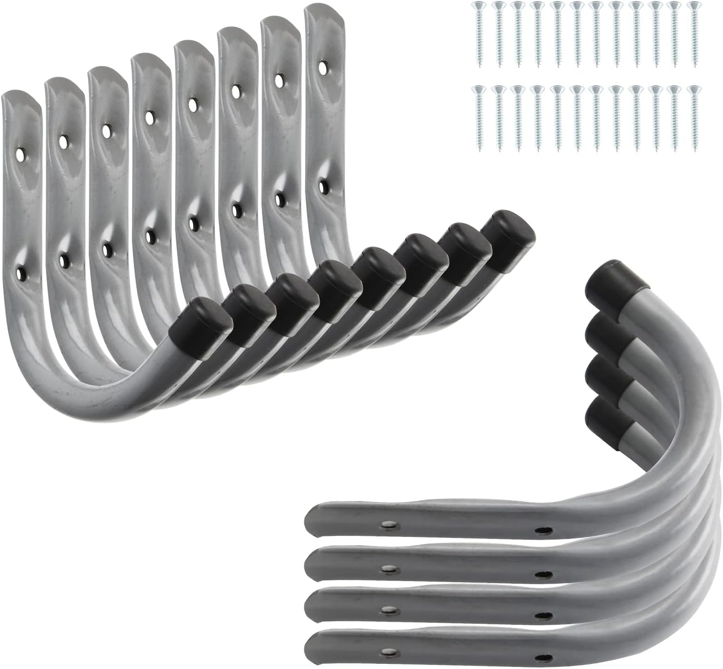 12 Pack Garage Storage Hooks 4 Inch J Utility Hangers Heavy Duty Garage Wall Hooks for Hanging Universal Wall Mounted Hangers Hooks Grey