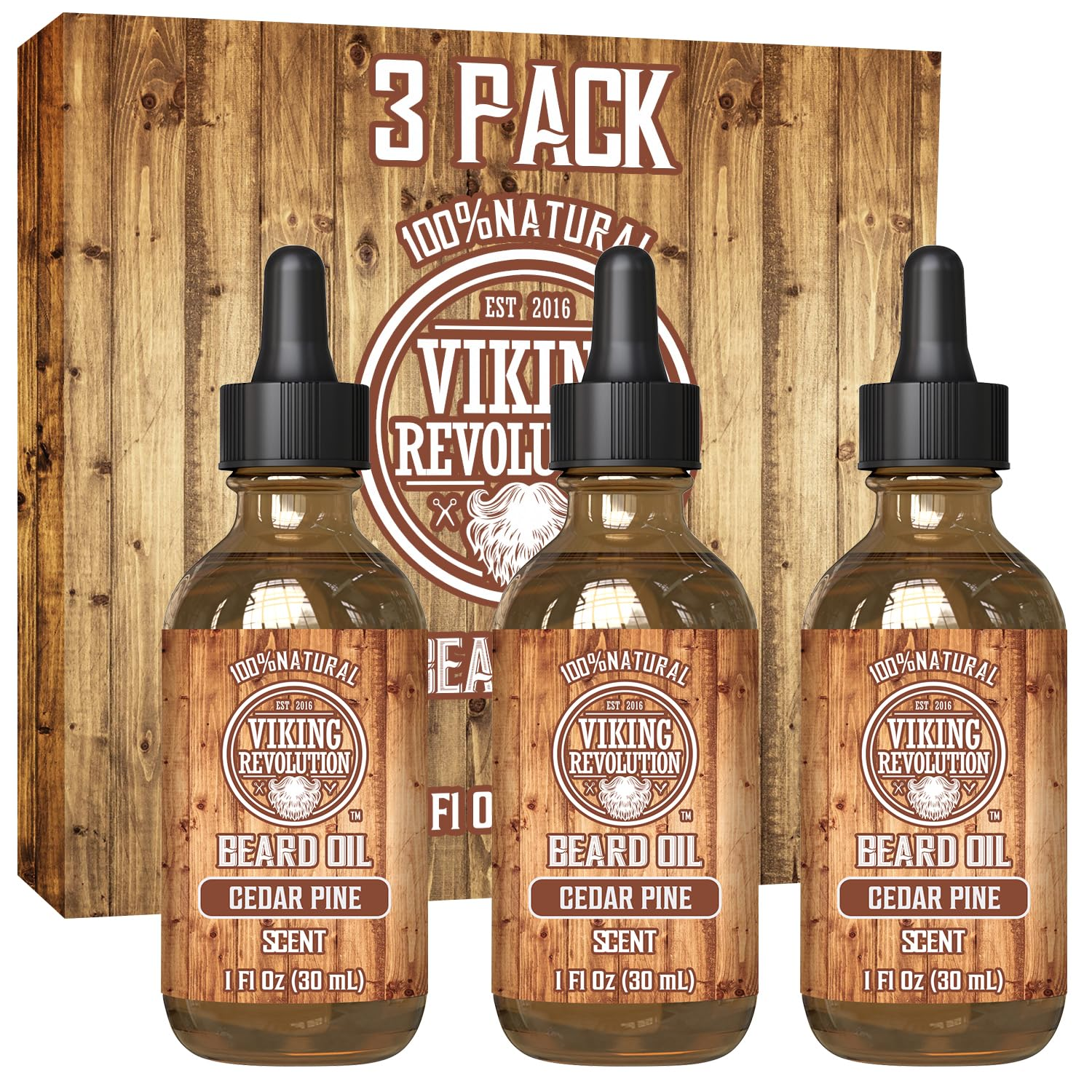 Men'S Beard Oil - Natural Argan and Jojoba Blend, Softens and Strengthens Facial Hair (Cedar and Pine, 3 Pack)