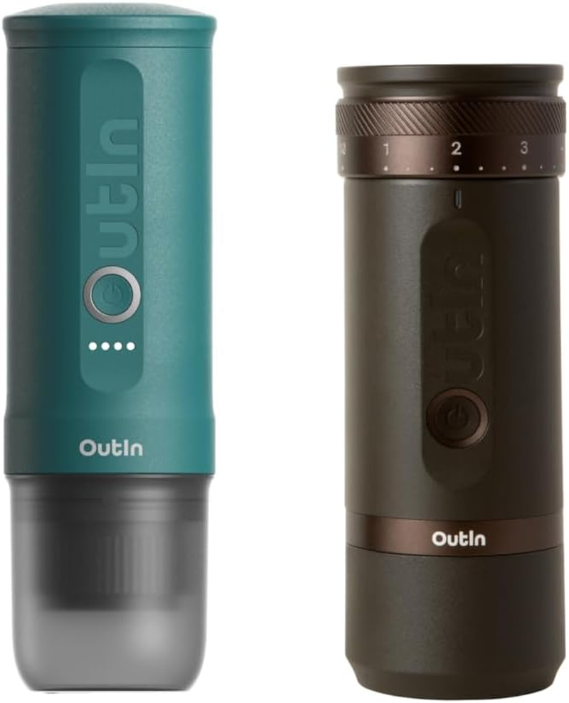 Nano Portable Espresso Machine & Fino Grinder - Brown & Green