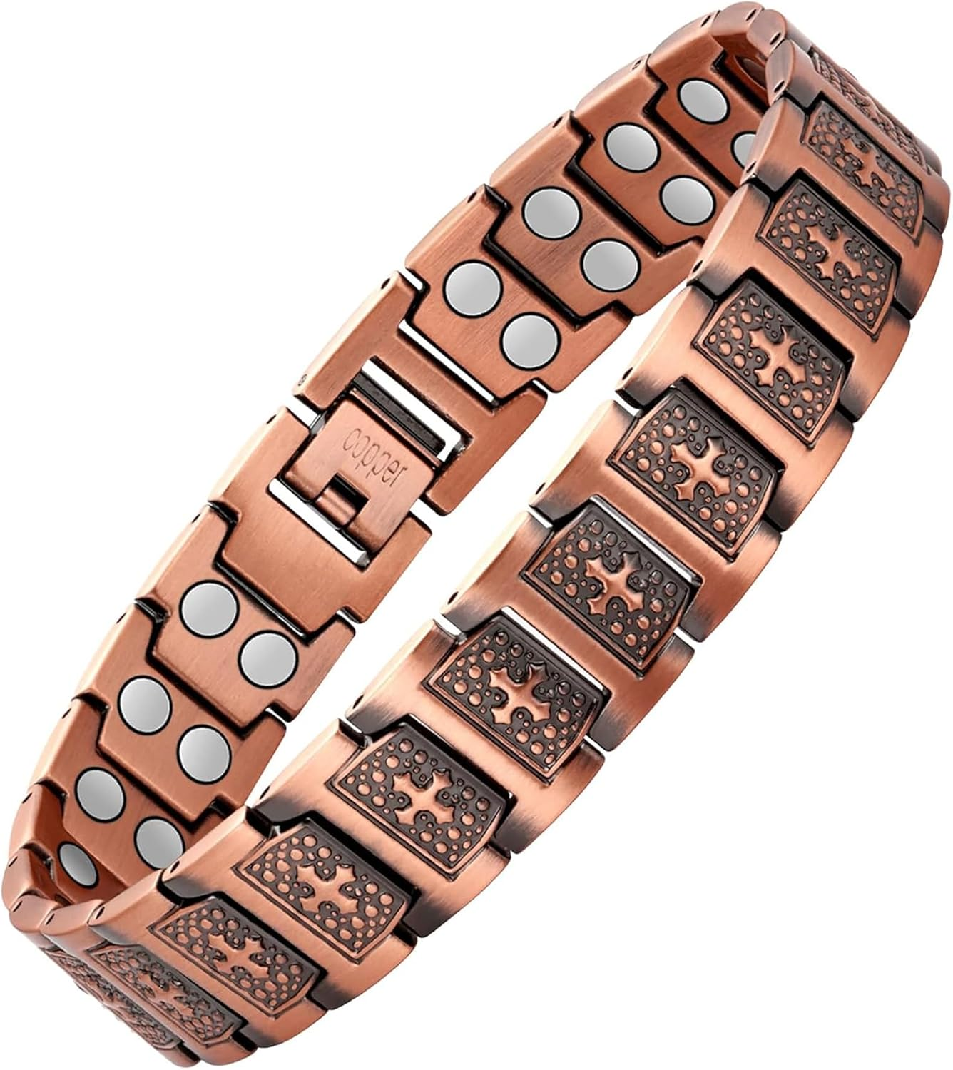 Copper Cross Bracelet for Men Magnetic Therapy Pain Relief 99.99% Pure Copper