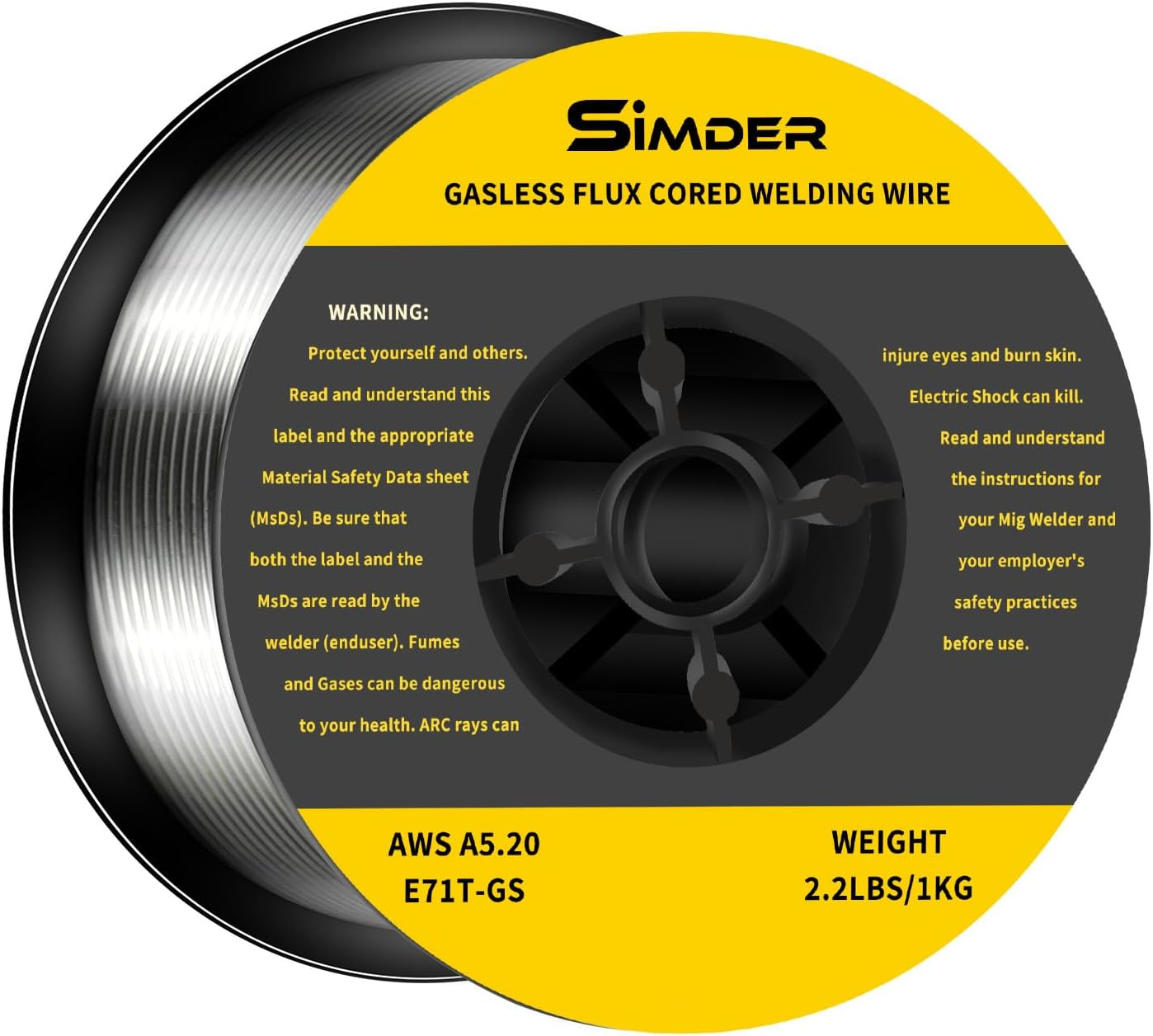 SSIMDER Flux Core Welding Wire Gasless MIG Wire Mild Steel E71Tgs.035-Diameter, 2.2-Pound Spool