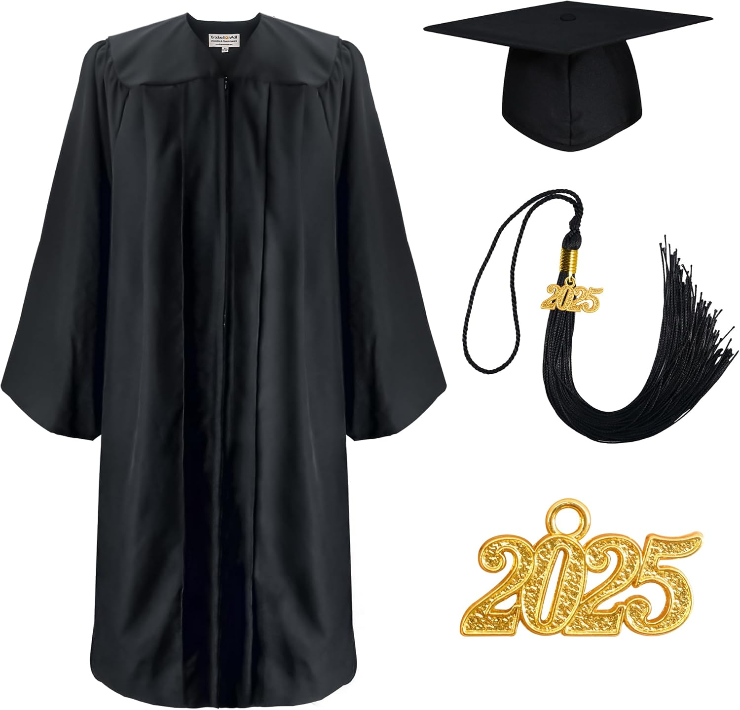 Sustainable Graduation Cap and Gown with Pockets 2025 Tassel for High School & Bachelor,100% Recycled Material